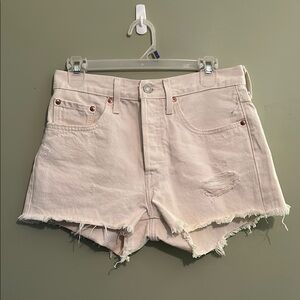 Levi's 501 Women’s Cream Distressed Shorts